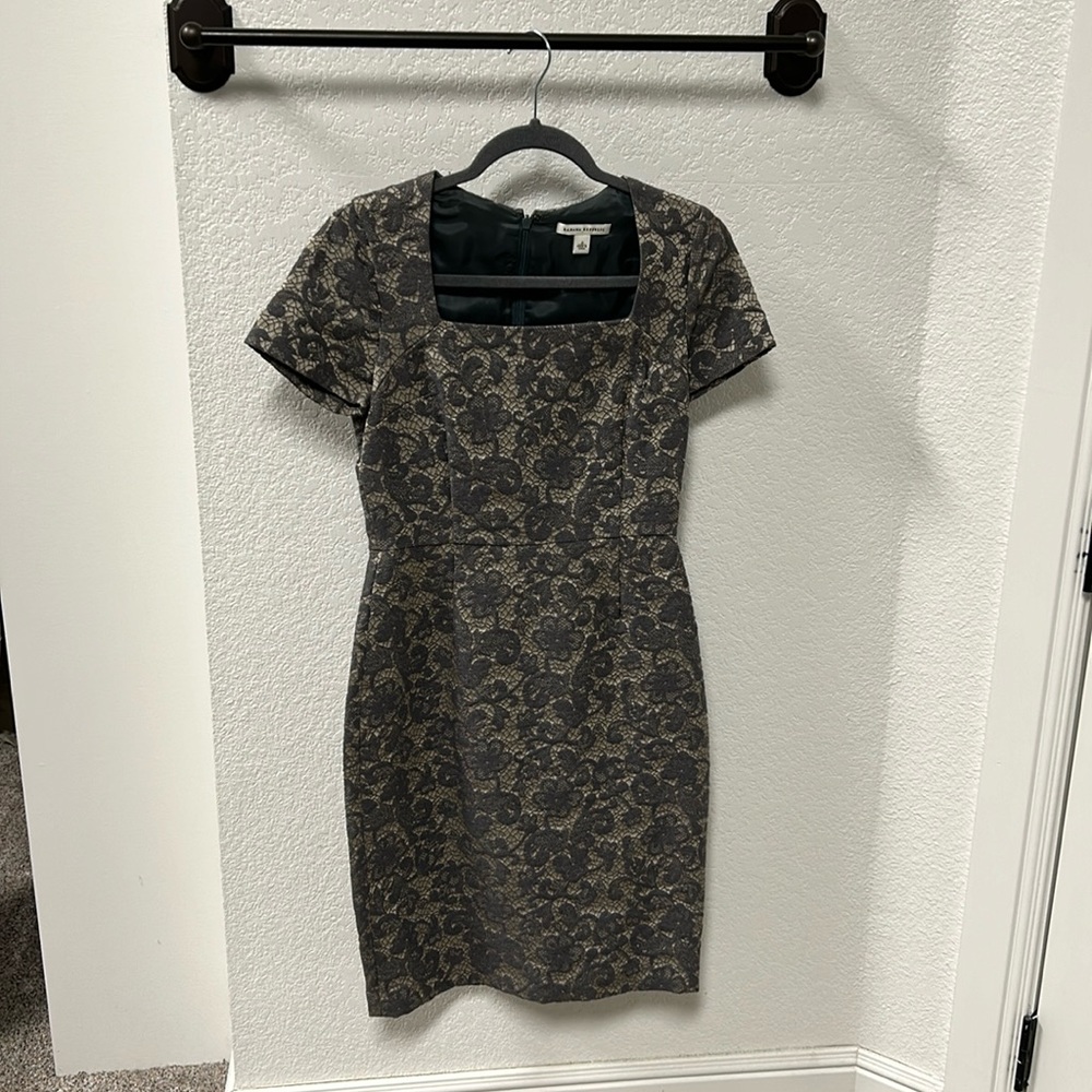 Grey/taupe dress. Dress is so much cuter on than in the picture.